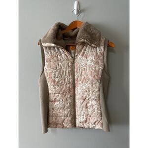 Womens Size L Ruby Rd Paisley Faux Fur Collar Vest